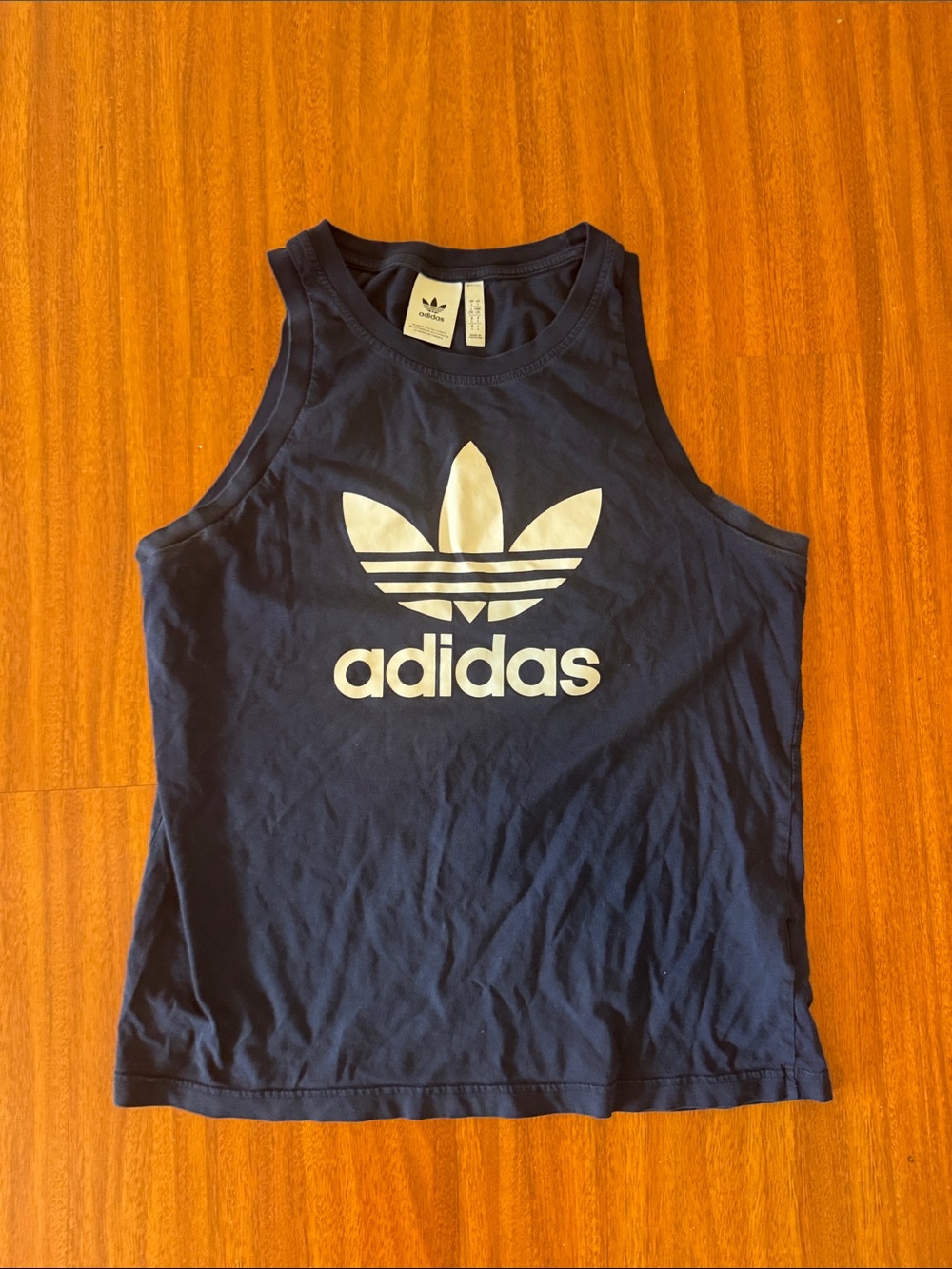 adidas Navy Tank Top with White Trefoil Logo